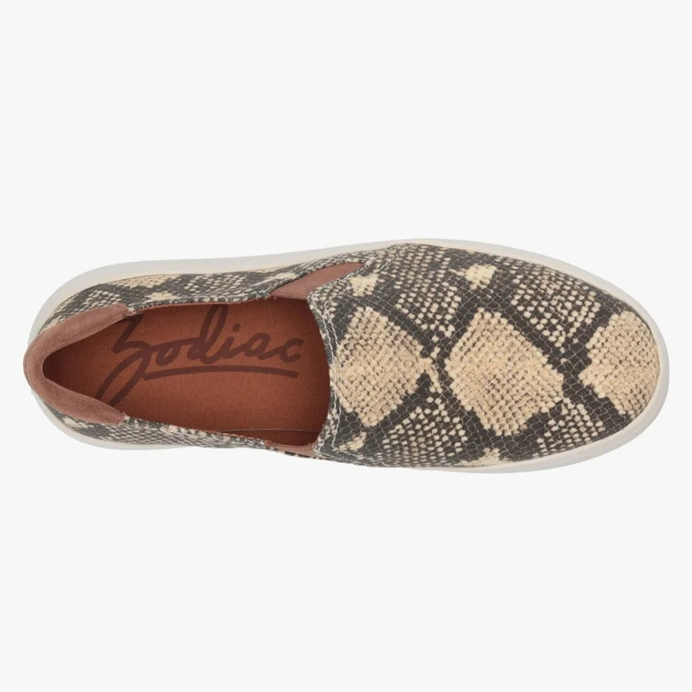 Zodiac Jasmine Snake Print Slip-On Sneakers - Brown and Cream size 6.5 NWOT..